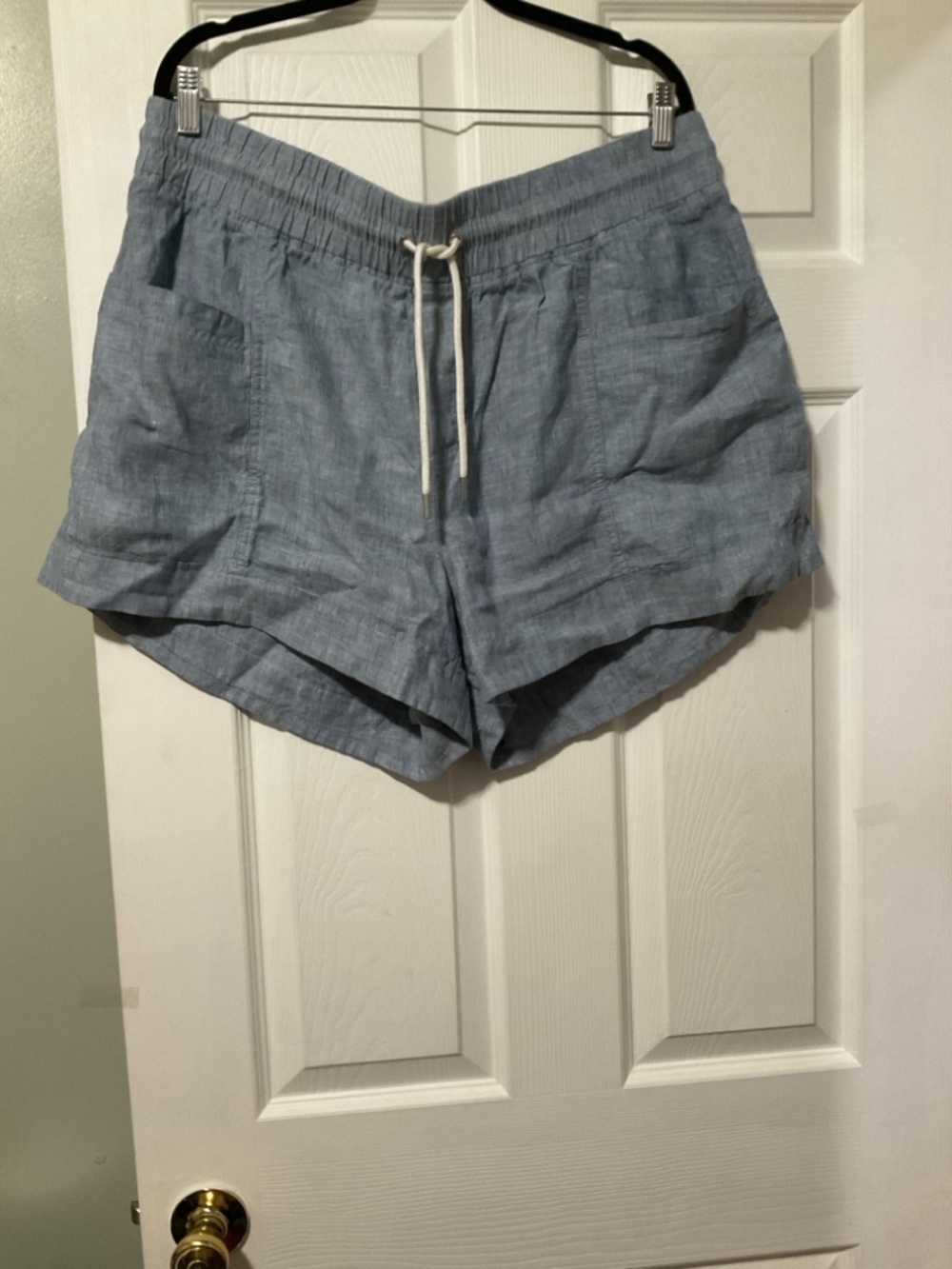 Light Blue Linen Drawstring Women’s Shorts